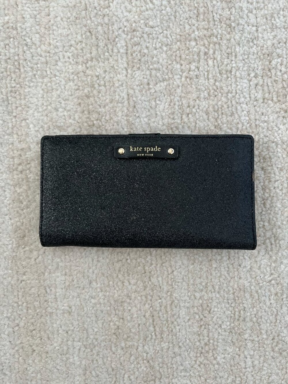 Kate Spade Stacy Haven Lane Bifold Black Glitter Wallet